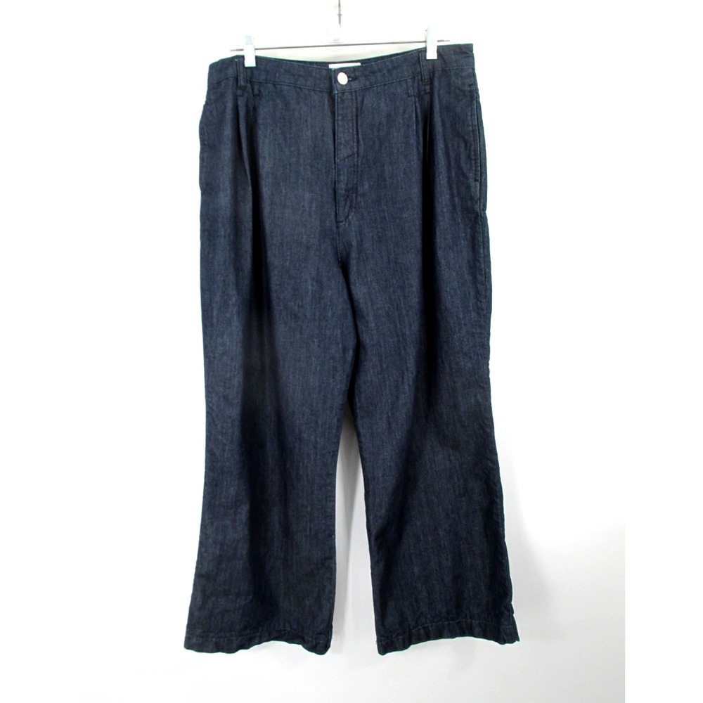 FRAME Casual Wide Leg Chinos Women 32 Faux Blue Denim Pleated High Rise Trousers